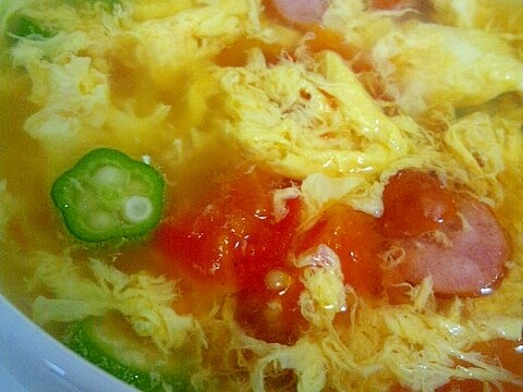 トマトとオクラの卵スープ